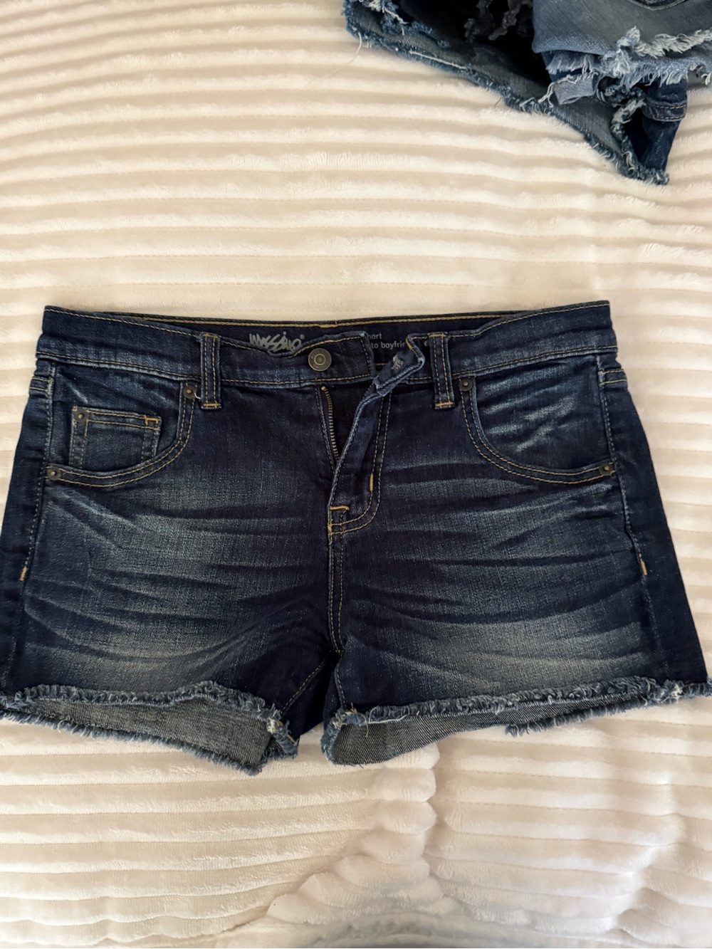 Mossimo Supply Co. Dark Blue Distressed Denim Shorts